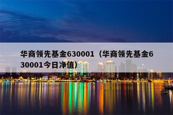 华商领先基金630001（华商领先基金630001今日净值）