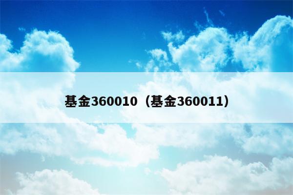 基金360010（基金360011）