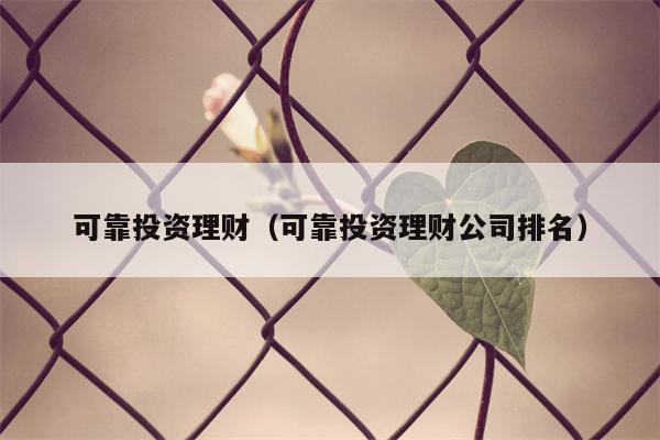 可靠投资理财（可靠投资理财公司排名）