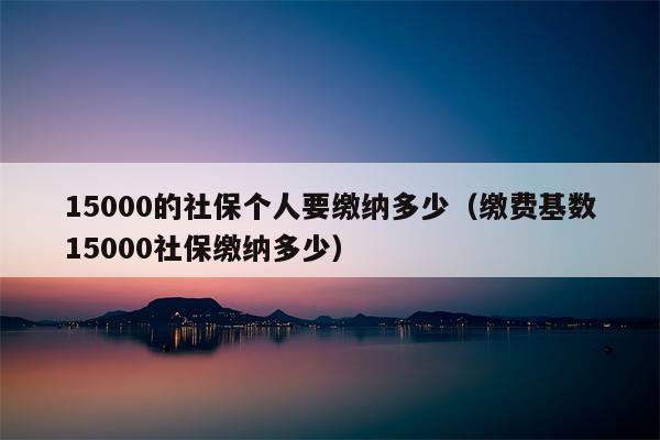 15000的社保个人要缴纳多少（缴费基数15000社保缴纳多少）