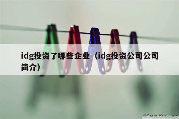 idg投资了哪些企业（idg投资公司公司简介）