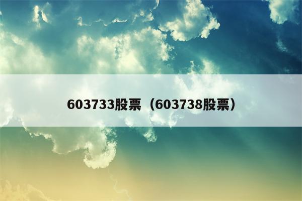 603733股票（603738股票）