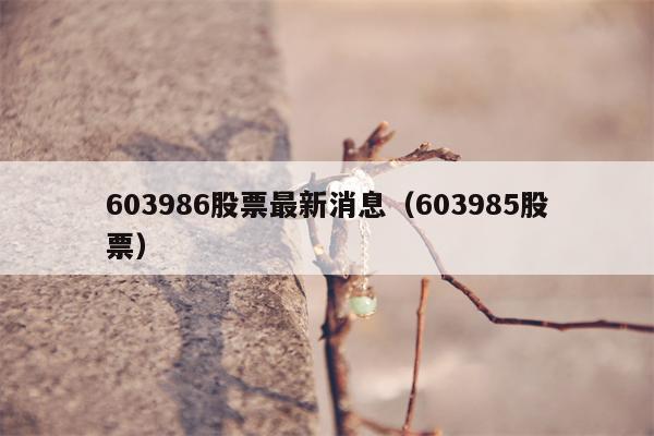 603986股票最新消息（603985股票）