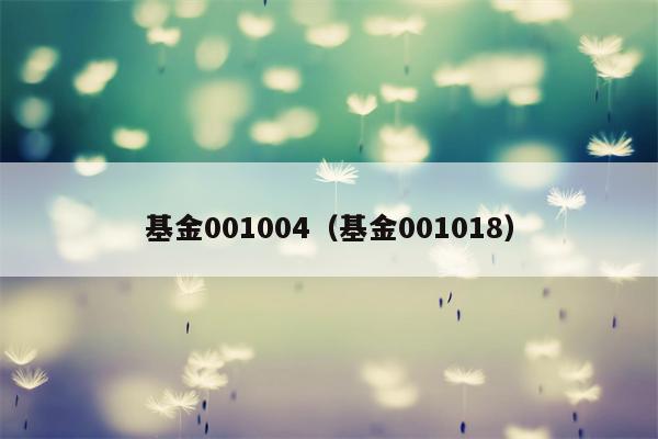 基金001004（基金001018）