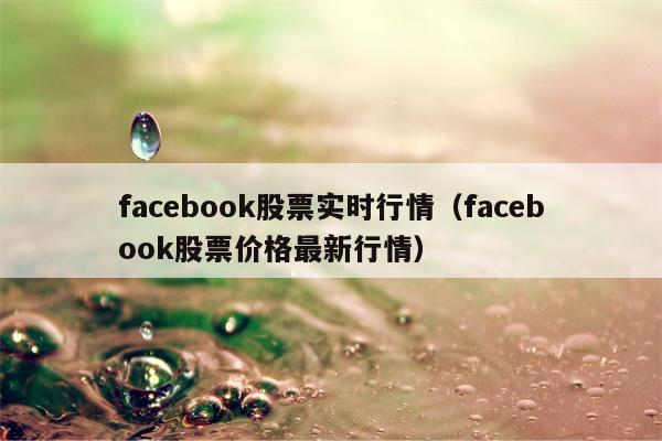 facebook股票实时行情（facebook股票价格最新行情）