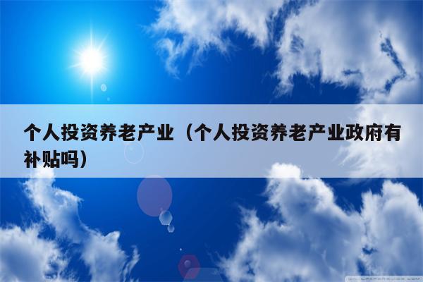 个人投资养老产业（个人投资养老产业政府有补贴吗）