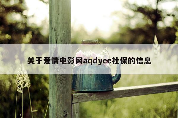 关于爱情电影网aqdyee社保的信息