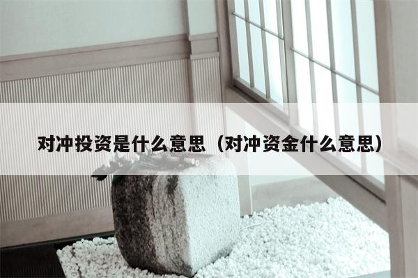 对冲投资是什么意思（对冲资金什么意思）