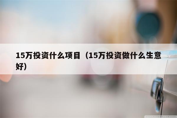 15万投资什么项目（15万投资做什么生意好）