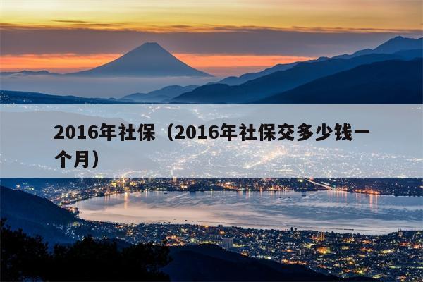 2016年社保（2016年社保交多少钱一个月）