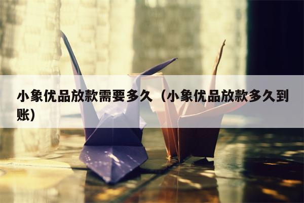 小象优品放款需要多久（小象优品放款多久到账）