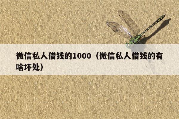 微信私人借钱的1000（微信私人借钱的有啥坏处）