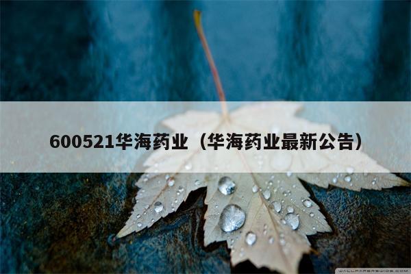 600521华海药业（华海药业最新公告）