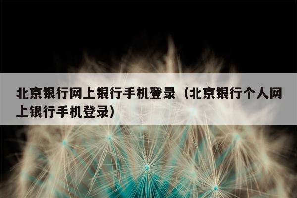 北京银行网上银行手机登录（北京银行个人网上银行手机登录）