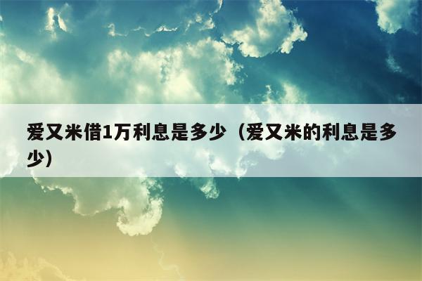 爱又米借1万利息是多少（爱又米的利息是多少）