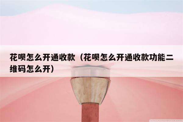 花呗怎么开通收款（花呗怎么开通收款功能二维码怎么开）