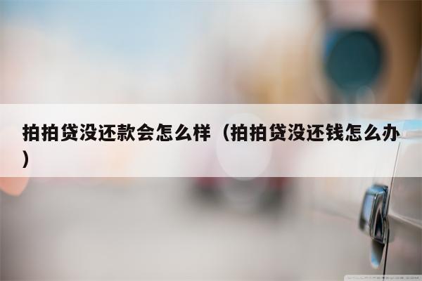 拍拍贷没还款会怎么样（拍拍贷没还钱怎么办）