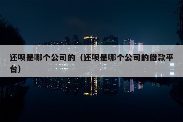 还呗是哪个公司的（还呗是哪个公司的借款平台）