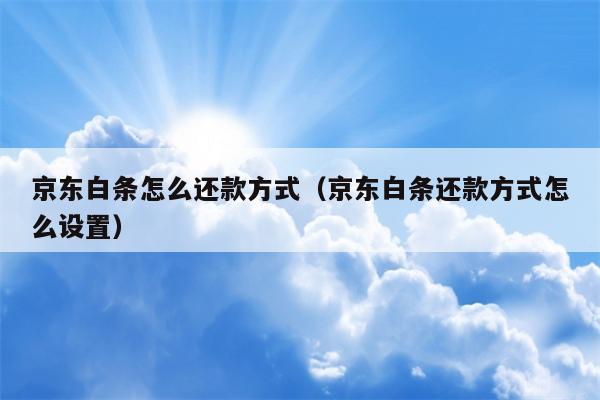 京东白条怎么还款方式（京东白条还款方式怎么设置）