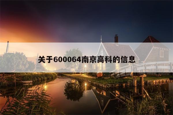 关于600064南京高科的信息