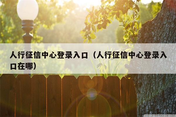 人行征信中心登录入口（人行征信中心登录入口在哪）