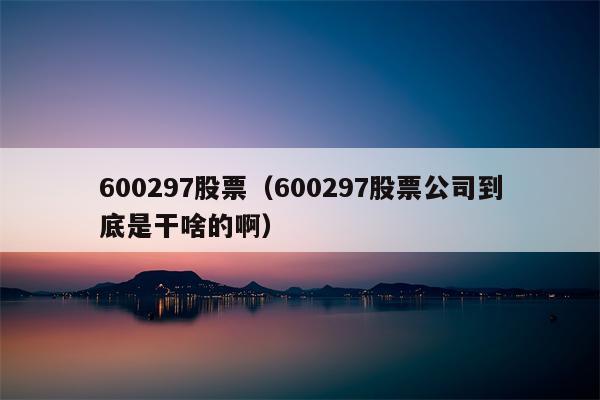 600297股票（600297股票公司到底是干啥的啊）