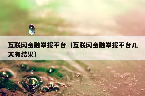 互联网金融举报平台（互联网金融举报平台几天有结果）