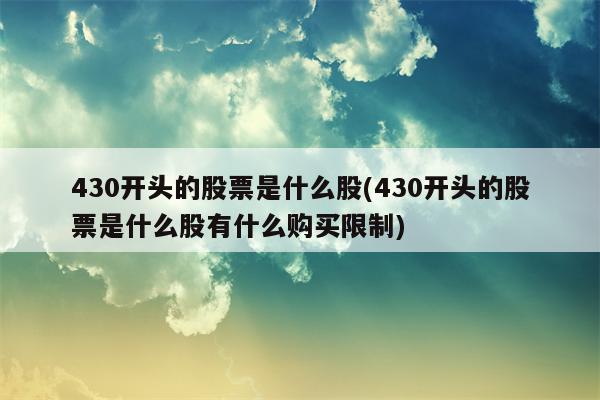 430开头的股票是什么股(430开头的股票是什么股有什么购买限制)