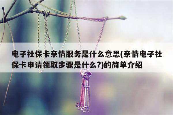 电子社保卡亲情服务是什么意思(亲情电子社保卡申请领取步骤是什么?)的简单介绍