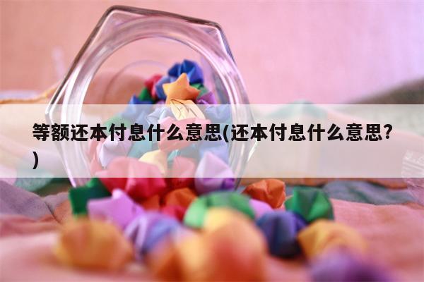 等额还本付息什么意思(还本付息什么意思?)