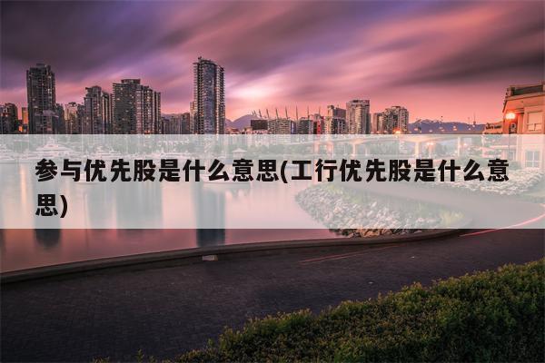 参与优先股是什么意思(工行优先股是什么意思)