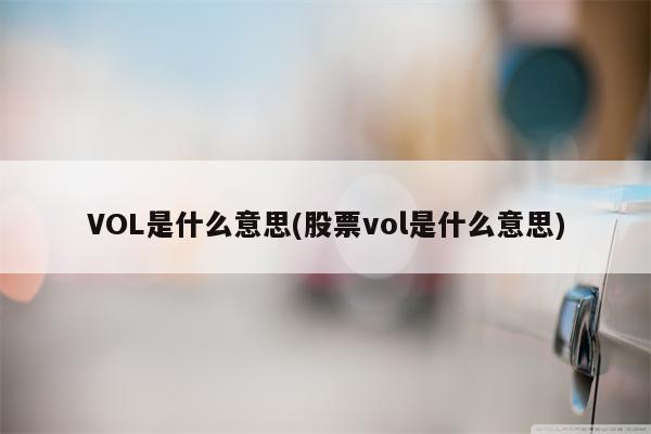 VOL是什么意思(股票vol是什么意思)