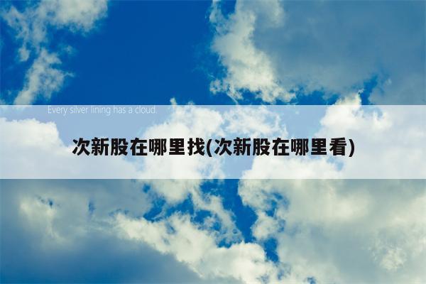 次新股在哪里找(次新股在哪里看)