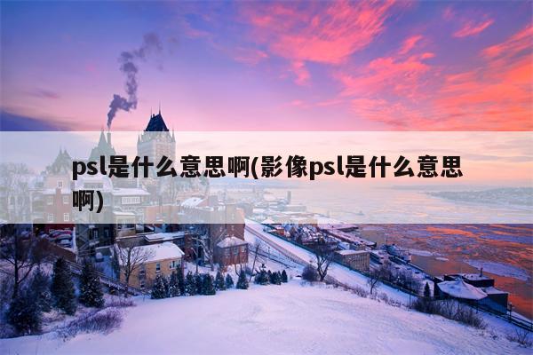 psl是什么意思啊(影像psl是什么意思啊)