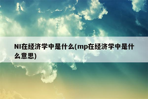 NI在经济学中是什么(mp在经济学中是什么意思)