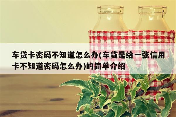 车贷卡密码不知道怎么办(车贷是给一张信用卡不知道密码怎么办)的简单介绍