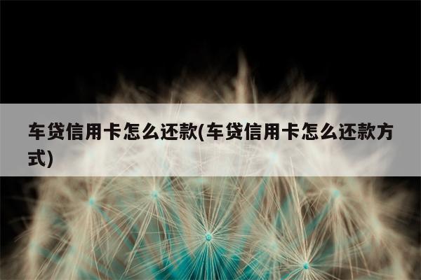 车贷信用卡怎么还款(车贷信用卡怎么还款方式)