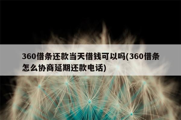 360借条还款当天借钱可以吗(360借条怎么协商延期还款电话)